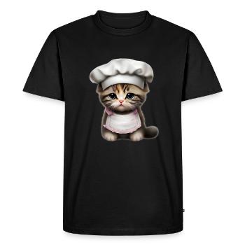 Chef Cat - Men's Premium Organic T-Shirt - black - Front - Nico (187cm)