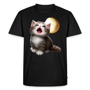 Chat miaulant vers la lune - T-shirt Premium bio Homme - noir - Devant - Nico (187cm)
