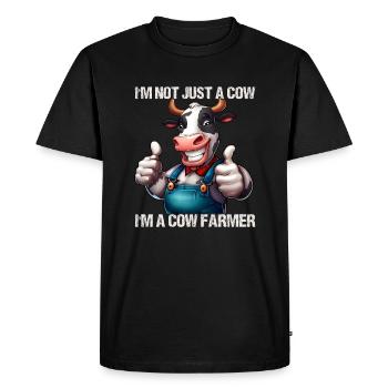 Vache fermière - T-shirt Premium bio Homme - noir - Devant - Nico (187cm)