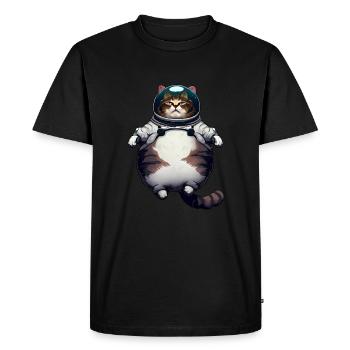 Gros chat astronaute - T-shirt Premium bio Homme - noir - Devant - Nico (187cm)