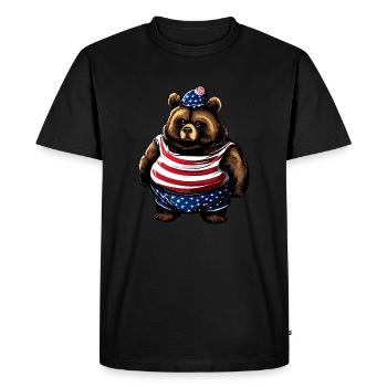 Fat American Bear - Men's Premium Organic T-Shirt - black - Front - Nico (187cm)