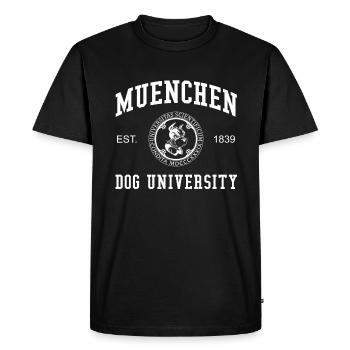 Munich Dog University University University University - Men's Premium Organic T-Shirt - black - Front - Nico (187cm)