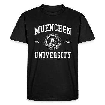 Munich University University University University - Men's Premium Organic T-Shirt - black - Front - Nico (187cm)