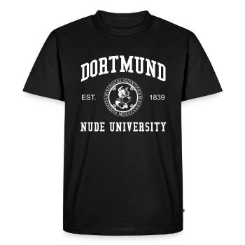 Dortmund Nude University College - Men's Premium Organic T-Shirt - black - Front - Nico (187cm)