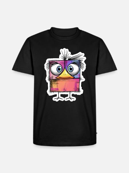 witziger farbenfroher Vogel - Männer Premium Bio T-Shirt - Schwarz