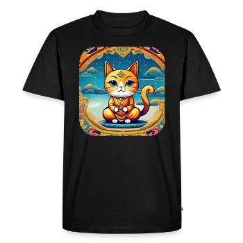 Chat mignon en position de yoga de Bouddha - T-shirt Premium bio Homme - noir - Devant - Nico (187cm)