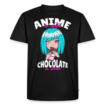 L’anime, c’est la vie, le chocolat, c’est l’amour, le design, Schokolade - T-shirt Premium bio Homme - noir - Devant - Nico (187cm)