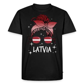 Lettonie - T-shirt Premium bio Homme - noir - Devant - Nico (187cm)