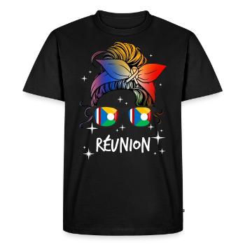 Réunion - T-shirt Premium bio Homme - noir - Devant - Nico (187cm)