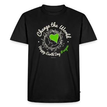 Vegan TShirt "Change the World" (Earth Day) - Men's Premium Organic T-Shirt - black - Front - Nico (187cm)