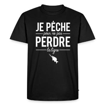 Je Pêche Pour Ne Pas Perdre La Ligne Humour - T-shirt Premium bio Homme - noir - Devant - Nico (187cm)