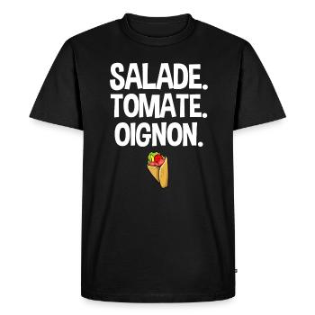 Salade tomate oignon kebab nourriture fast food - T-shirt Premium bio Homme - noir - Devant - Nico (187cm)