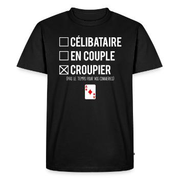 Célibataire En Couple Croupier Poker Humour - T-shirt Premium bio Homme - noir - Devant - Nico (187cm)
