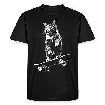 Cat Skateboard Skater - T-shirt Premium bio Homme - noir - Devant - Nico (187cm)