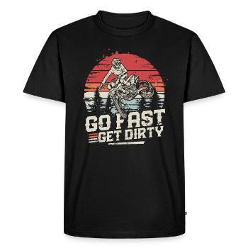 Roulez vite, salissez - Motocross Saying - T-shirt Premium bio Homme - noir - Devant - Nico (187cm)