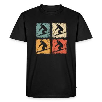 Vintage Skier Winter Fun Downhill Ski Graphic - Men's Premium Organic T-Shirt - black - Front - Nico (187cm)