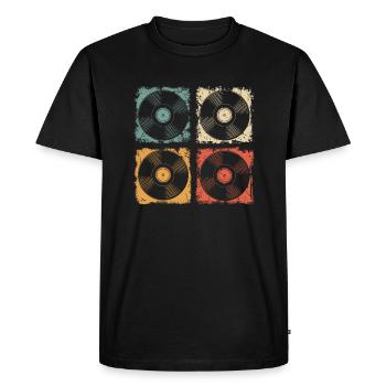 Disque vinyle rétro - LP vintage Vinyle DJ - T-shirt Premium bio Homme - noir - Devant - Nico (187cm)