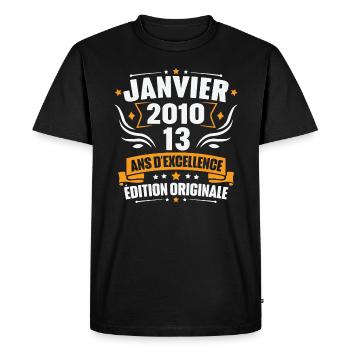 Vintage Gift January 2010, 13 years anniversary - Men's Premium Organic T-Shirt - black - Front - Nico (187cm)