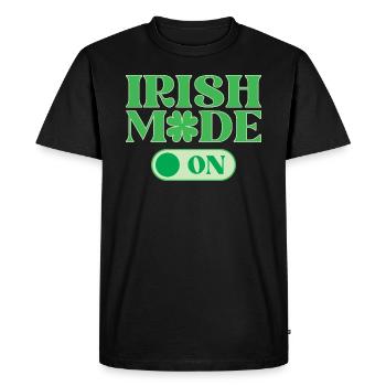 Irish Mode On - St Patrick’s Day Funny - Men's Premium Organic T-Shirt - black - Front - Nico (187cm)