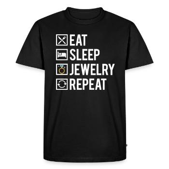 Eat Sleep Jewelry Repeat Bijoutier Humour - T-shirt Premium bio Homme - noir - Devant - Nico (187cm)