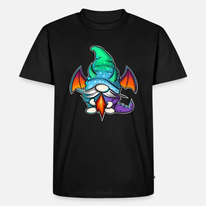 Gnome Gnomes Drache - Männer Premium Bio T-Shirt - Schwarz