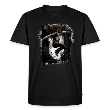 Coureurs de parkour au saut - T-shirt Premium bio Homme - noir - Devant - Nico (187cm)