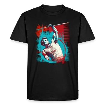 Les perchistes en action - T-shirt Premium bio Homme - noir - Devant - Nico (187cm)