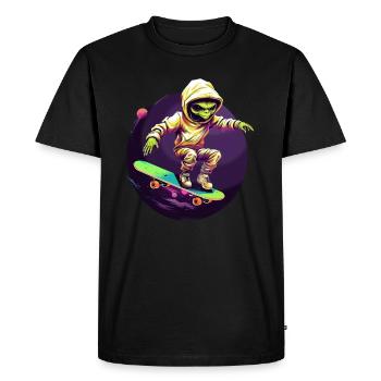 Alien on skateboard - Men's Premium Organic T-Shirt - black - Front - Nico (187cm)