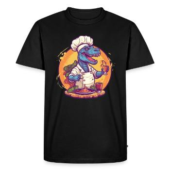 Dinosaure avec tablier de cuisine - T-shirt Premium bio Homme - noir - Devant - Nico (187cm)