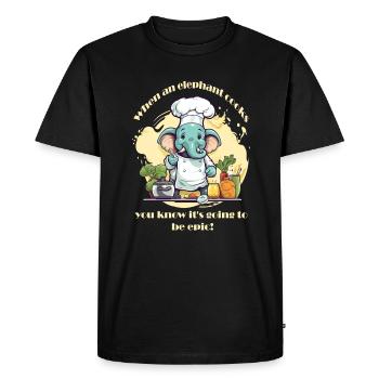Boiling elephant with lettering - Men's Premium Organic T-Shirt - black - Front - Nico (187cm)