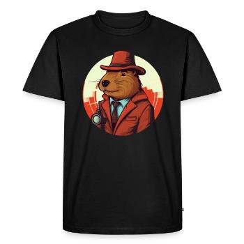 Reporter-Cochon d’Inde Capybara - T-shirt Premium bio Homme - noir - Devant - Nico (187cm)