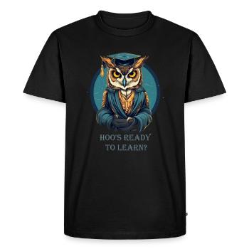 Owl as a teacher - Men's Premium Organic T-Shirt - black - Front - Nico (187cm)