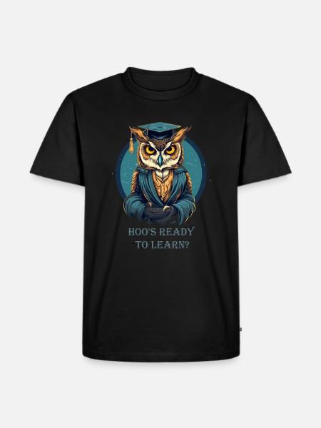 Eule als Lehrer - Männer Premium Bio T-Shirt - Schwarz