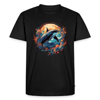 Dauphin avec des vagues - T-shirt Premium bio Homme - noir - Devant - Nico (187cm)