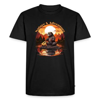 Bieber with guitar - Men's Premium Organic T-Shirt - black - Front - Nico (187cm)