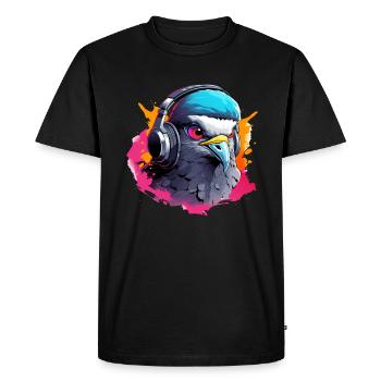 Eagle avec casque - T-shirt Premium bio Homme - noir - Devant - Nico (187cm)