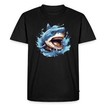 Shark attacks motif for diver - Men's Premium Organic T-Shirt - black - Front - Nico (187cm)