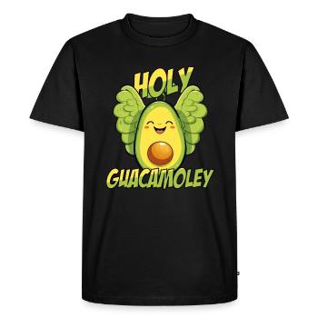 Sweet Avocado Angel avec le dicton sacré Gucamoley - T-shirt Premium bio Homme - noir - Devant - Nico (187cm)