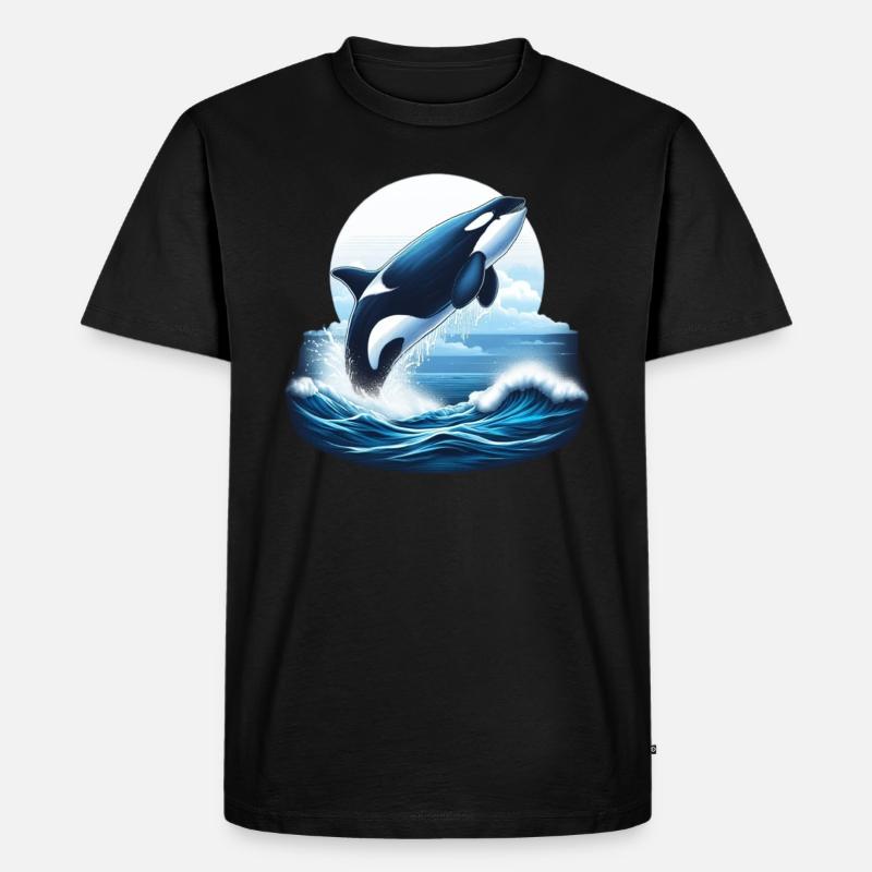 Blauer Orca - Männer Premium Bio T-Shirt - Schwarz