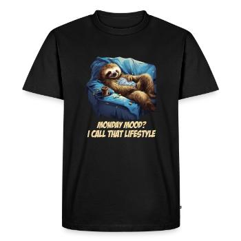 Cozy Sloth Moment - Funny Sloth - Men's Premium Organic T-Shirt - black - Front - Nico (187cm)