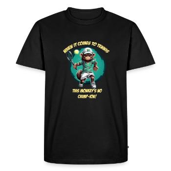 Funny tennis monkey with tennis racket - Men's Premium Organic T-Shirt - black - Front - Nico (187cm)
