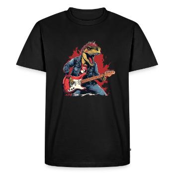 Punk Rock T-Rex : Dinosaures dans la conception de la tenue rock - T-shirt Premium bio Homme - noir - Devant - Nico (187cm)