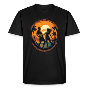 Aventure estivale de volleyball de plage : Volleybal - T-shirt Premium bio Homme - noir - Devant - Nico (187cm)