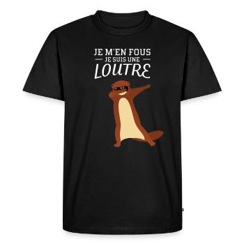 Je M'en Fous - Dabbing Loutre - Dab Dance - T-shirt Premium bio Homme - noir - Devant - Nico (187cm)