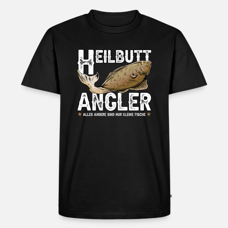 Heilbutt Angler - Männer Premium Bio T-Shirt - Schwarz