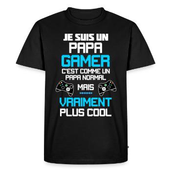 Jeu vidéo et papa gamer cadeau cool - T-shirt Premium bio Homme - noir - Devant - Nico (187cm)