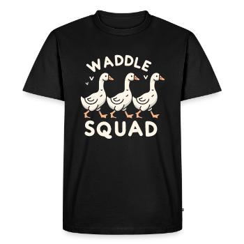 Geese Gang Goose March - Men's Premium Organic T-Shirt - black - Front - Nico (187cm)