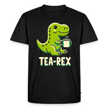 TEA-REX - Dinosaur Tea - Men's Premium Organic T-Shirt - black - Front - Nico (187cm)