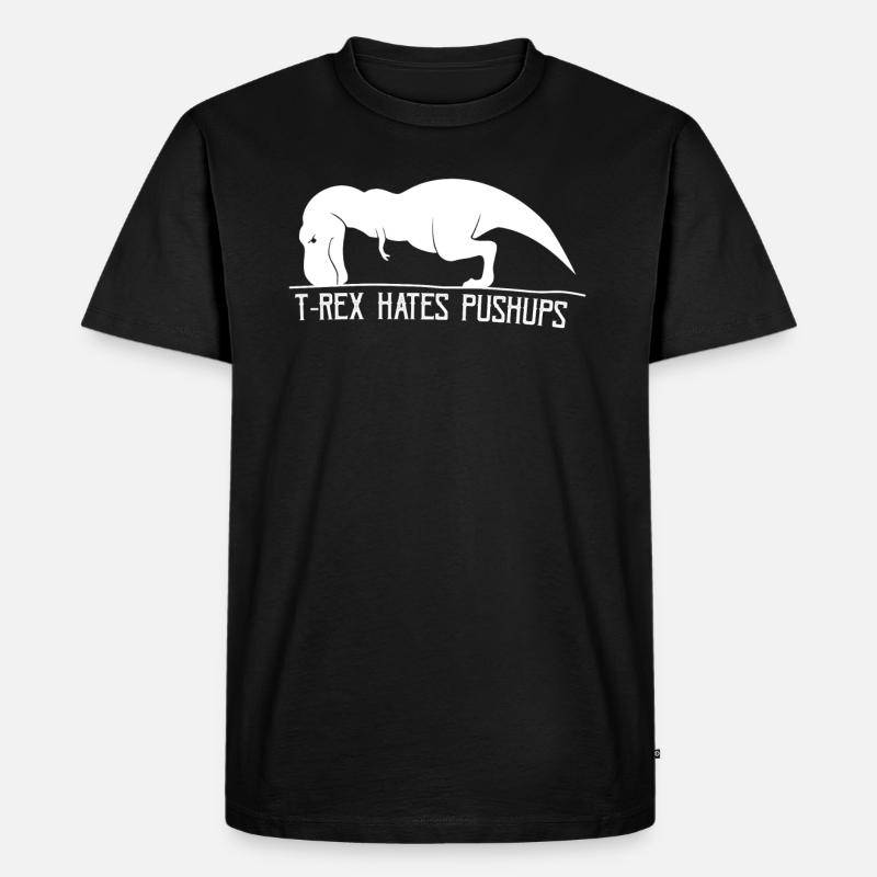 T-Rex don´t like Pushups - Männer Premium Bio T-Shirt - Schwarz