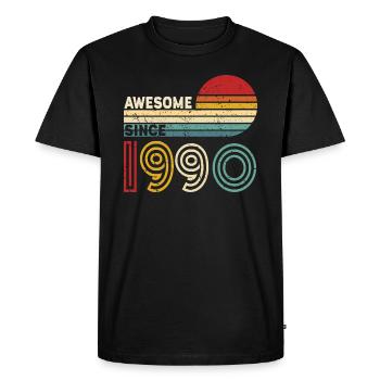 1990 Gift Birthday vintage Spruch - Men's Premium Organic T-Shirt - black - Front - Nico (187cm)